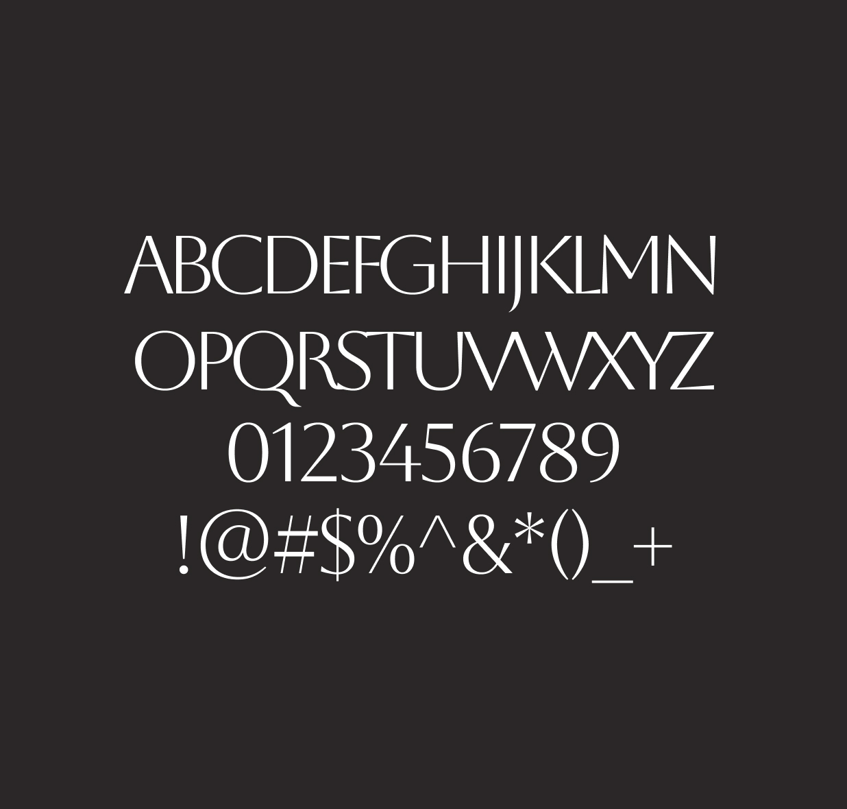 Graphic of location: pin f a typography specimen showing the alphabet and numerals on top of a dark gray background.